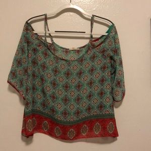 Boutique brand tribal print cold shoulder top